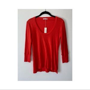 James Perse red 3/4 sleeve is tshirt size 0